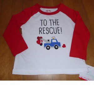 Baby Boys Valentine's Day T-Shirt To the Rescue Tow Truck Size 12 months NWT
